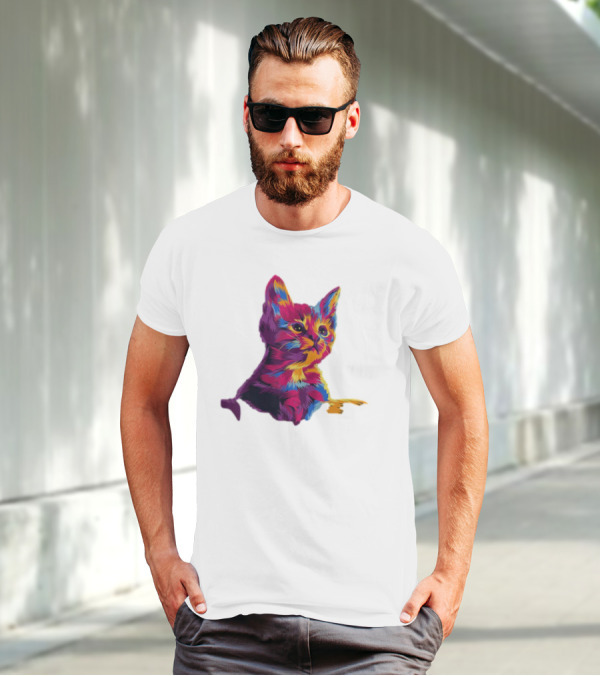 Kitten Colorful Art For Cat Lovers T-Shirt