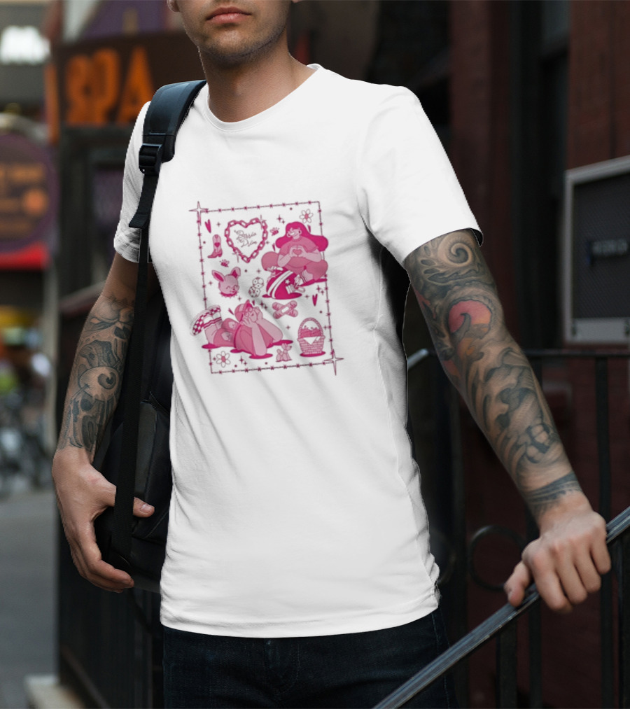 Barrio Drive Picnic Neon Heart Love Basket Motif T-Shirt
