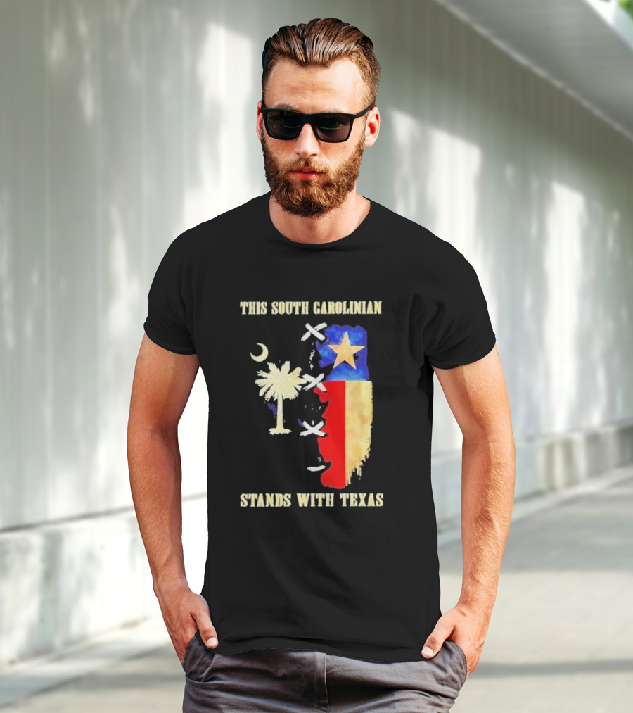 This South Carolinian Supports Unity With Texas Featuring State Symbols And Crescent Moon T-Shirt