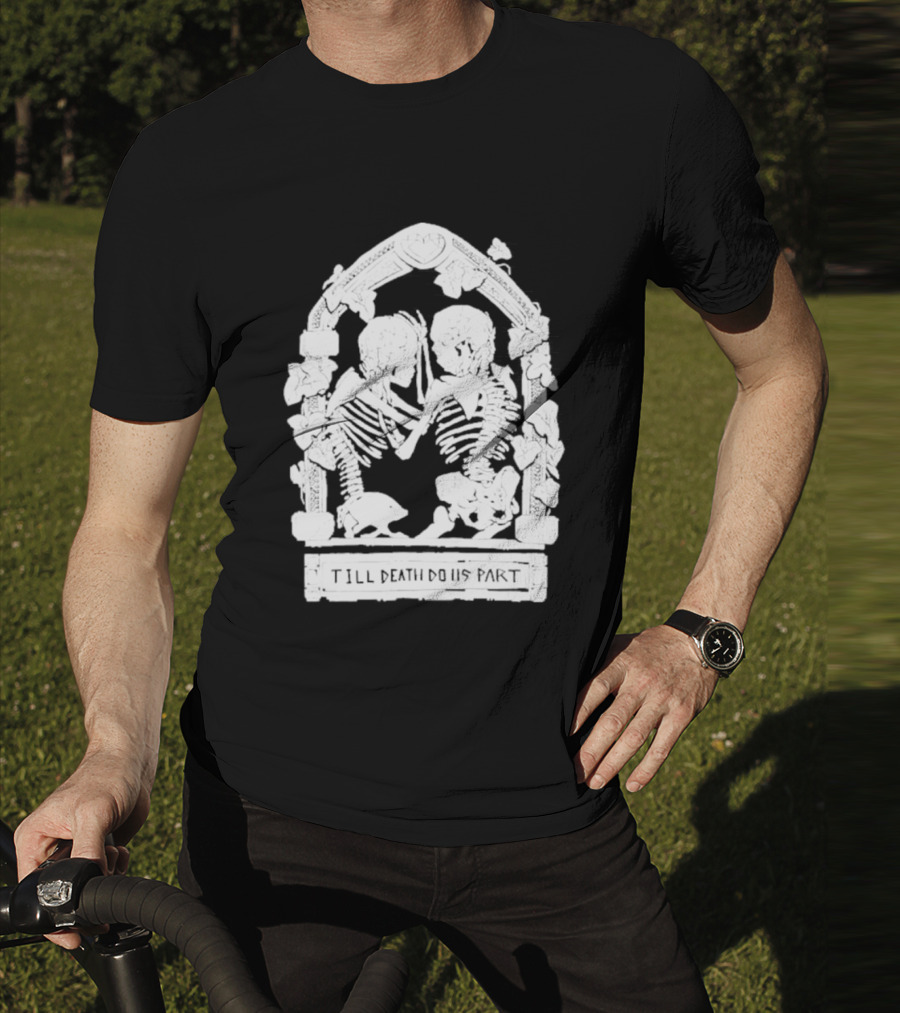 Till Death Do Us Part Skeleton Gothic Arch Motif T-Shirt