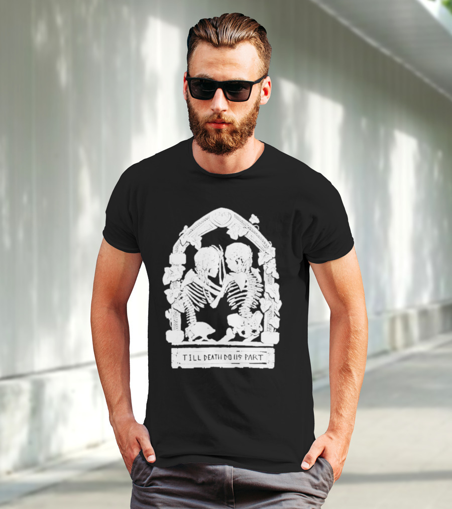Till Death Do Us Part Skeleton Gothic Arch Motif T-Shirt