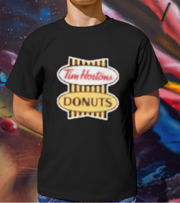 Tim Hortons Donuts Retro Logo Black And Yellow Stripes T-Shirt