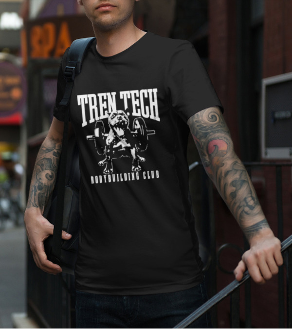 TREN TECH Bodybuilding Club Bulldog With Barbell T-Shirt