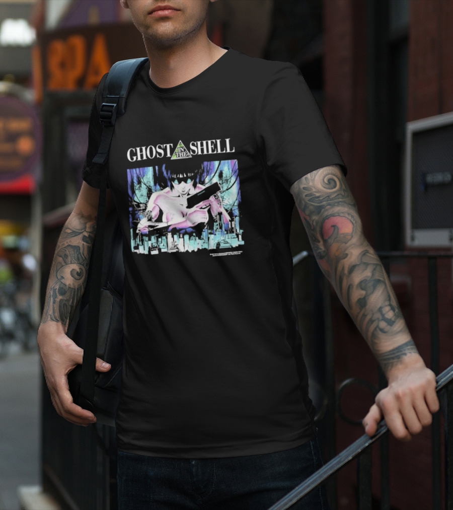 Ghost In The Shell Girl With Gun Cyberpunk City Image T-Shirt