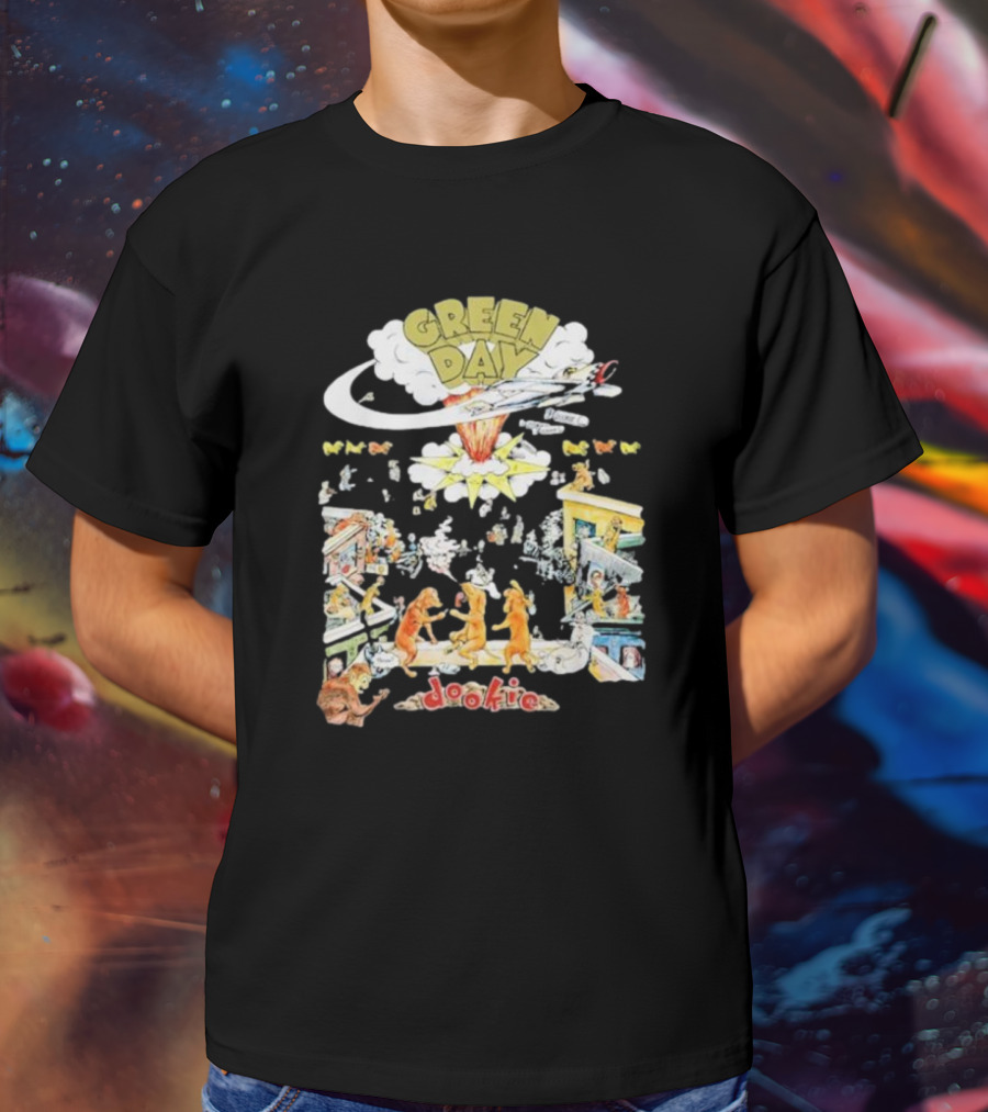 Green Day Dookie Cartoon Explosion Scene T-Shirt
