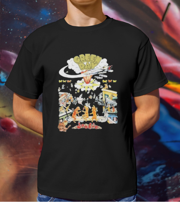 Green Day Dookie Cartoon Explosion Scene T-Shirt