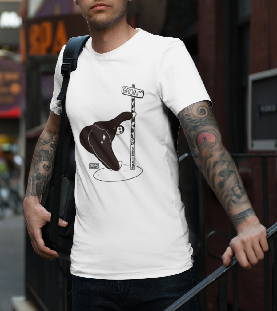 Groin Street Sign With Bandaged Steak Character By Rpwp T-Shirt