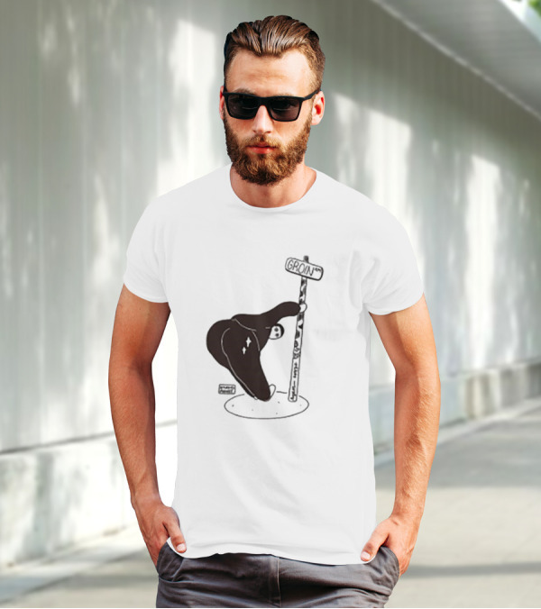 Groin Street Sign With Bandaged Steak Character By Rpwp T-Shirt