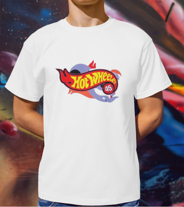 Hot Wheeler 45 Racing Badge Classic Stylized Emblem T-Shirt