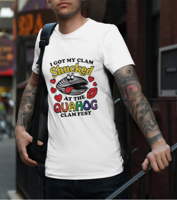 I Got My Clam Shucked At The Quahog Clam Fest Hearts And Lips T-Shirt