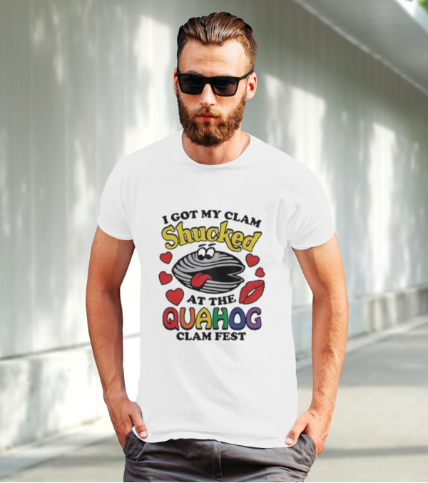 I Got My Clam Shucked At The Quahog Clam Fest Hearts And Lips T-Shirt