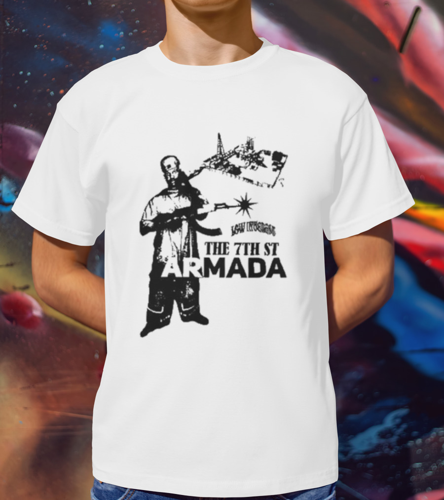 Low Interest The 7th St Armada Revolutionary Symbol With Armed Figure T-Shirt