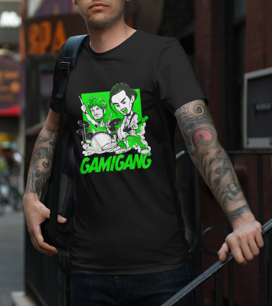 Gami Gang Origami Angel Anime Drummer Guitarist Duo T-Shirt
