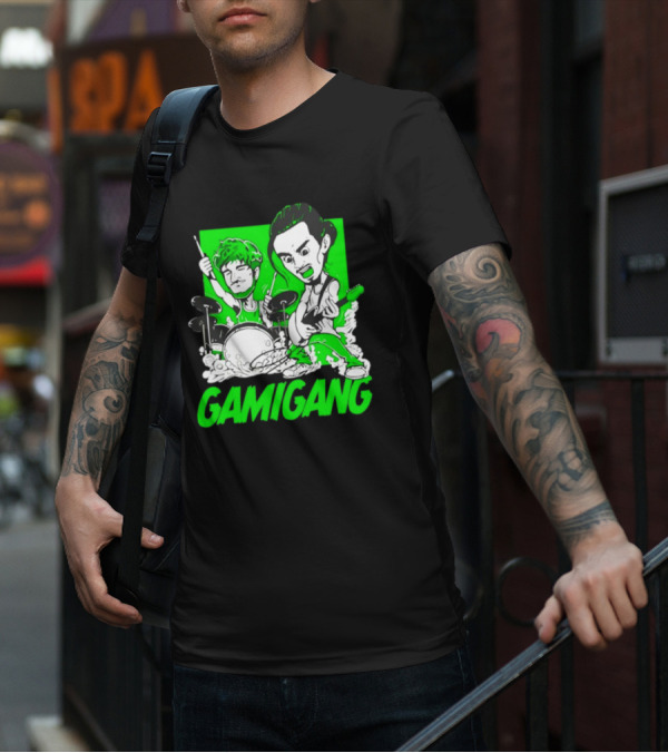 Gami Gang Origami Angel Anime Drummer Guitarist Duo T-Shirt