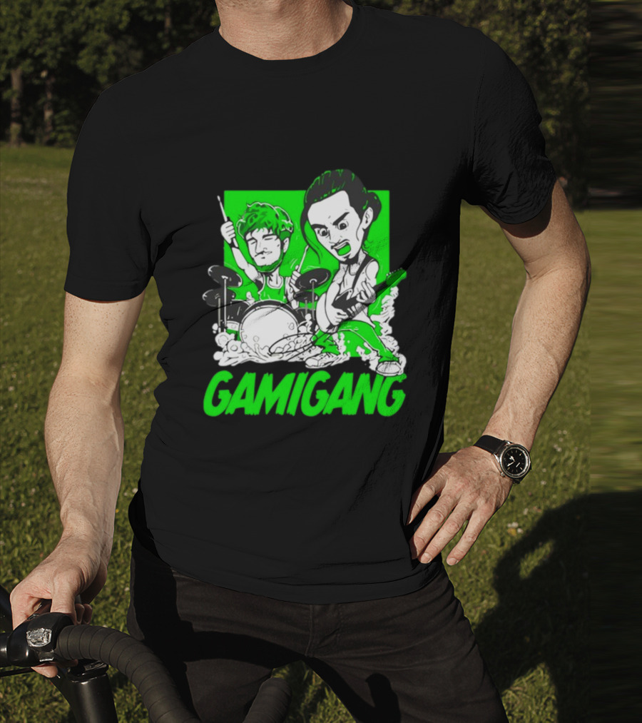 Gami Gang Origami Angel Anime Drummer Guitarist Duo T-Shirt