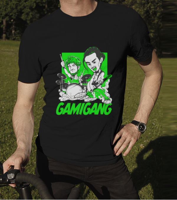 Gami Gang Origami Angel Anime Drummer Guitarist Duo T-Shirt
