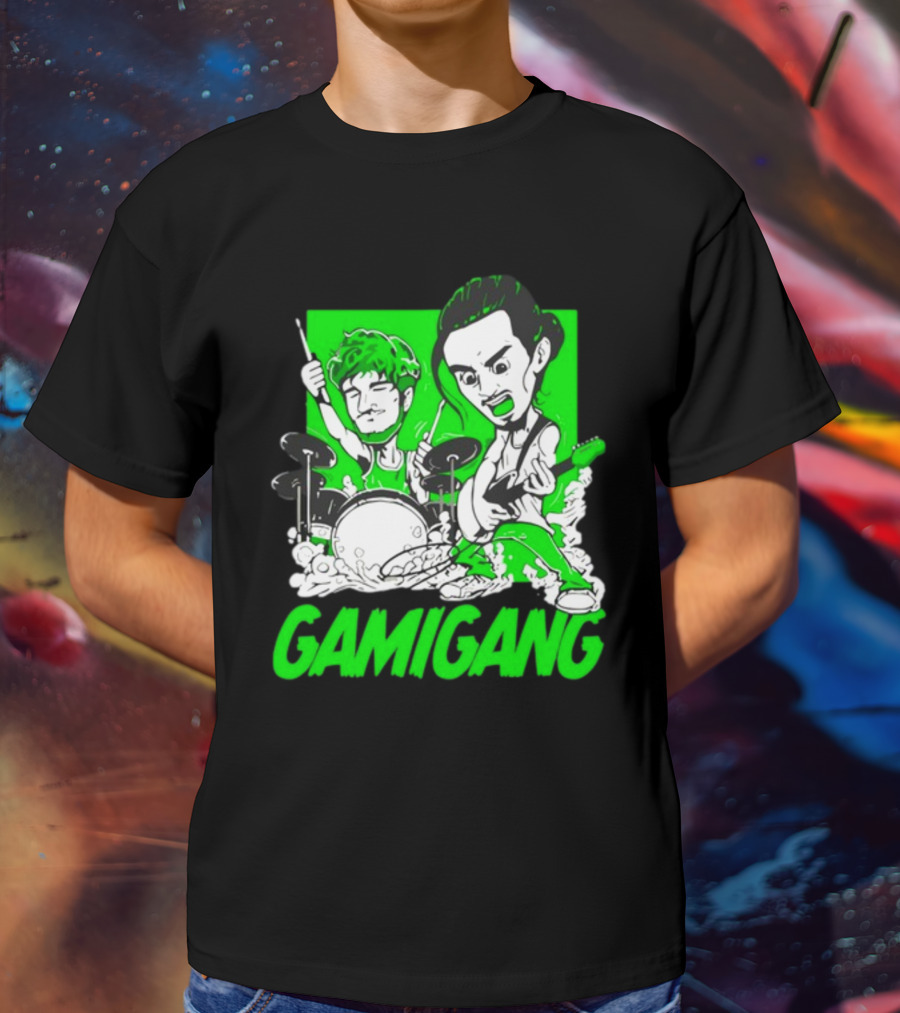 Gami Gang Origami Angel Anime Drummer Guitarist Duo T-Shirt