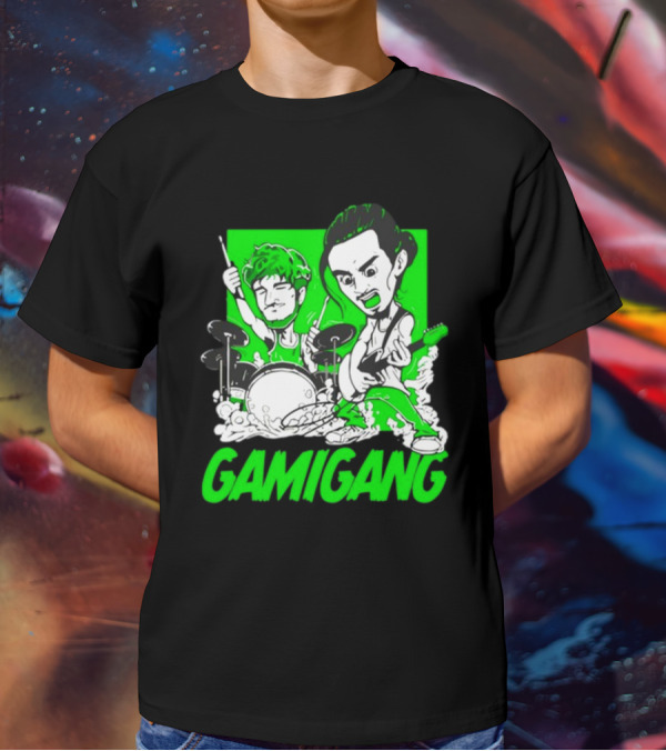 Gami Gang Origami Angel Anime Drummer Guitarist Duo T-Shirt