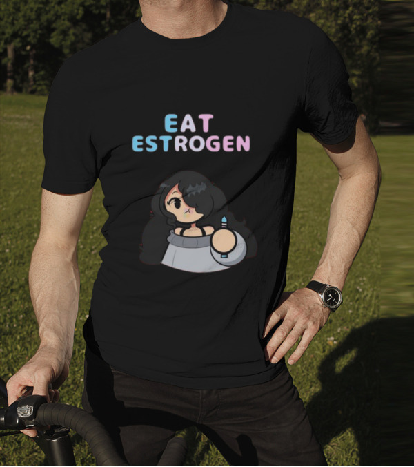 Eat Estrogen Cartoon Character Holding Syringe T-Shirt