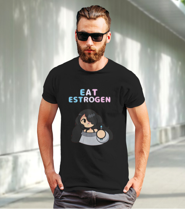 Eat Estrogen Cartoon Character Holding Syringe T-Shirt