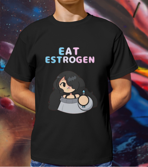 Eat Estrogen Cartoon Character Holding Syringe T-Shirt