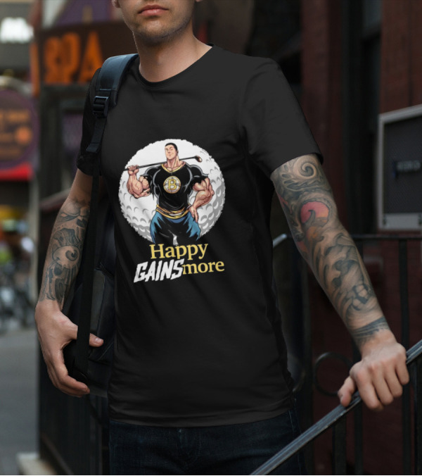 Nick Walker Happy Gainsmore Muscular Cartoon Character With Golf Club T-Shirt