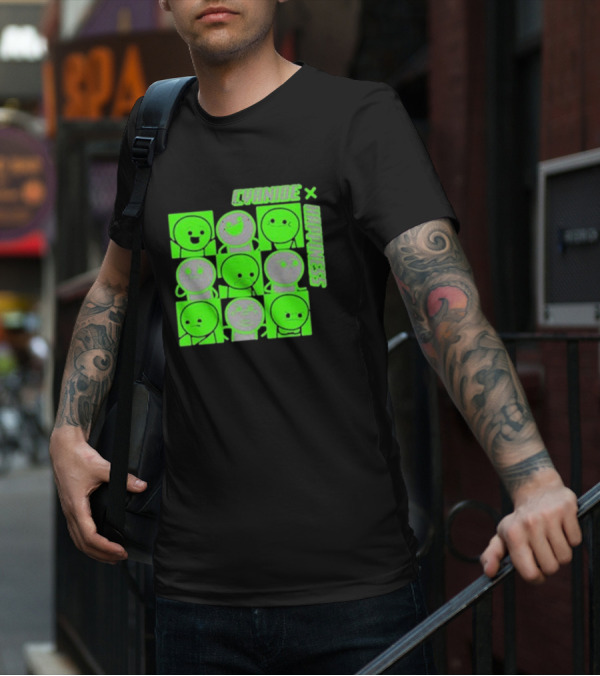 Cyanide X Happiness Neon Green Faces T-Shirt