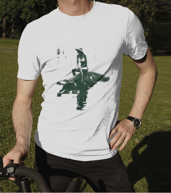 El Cocodrilo Girl In Swimwear Riding Crocodile Iconic Adventure T-Shirt