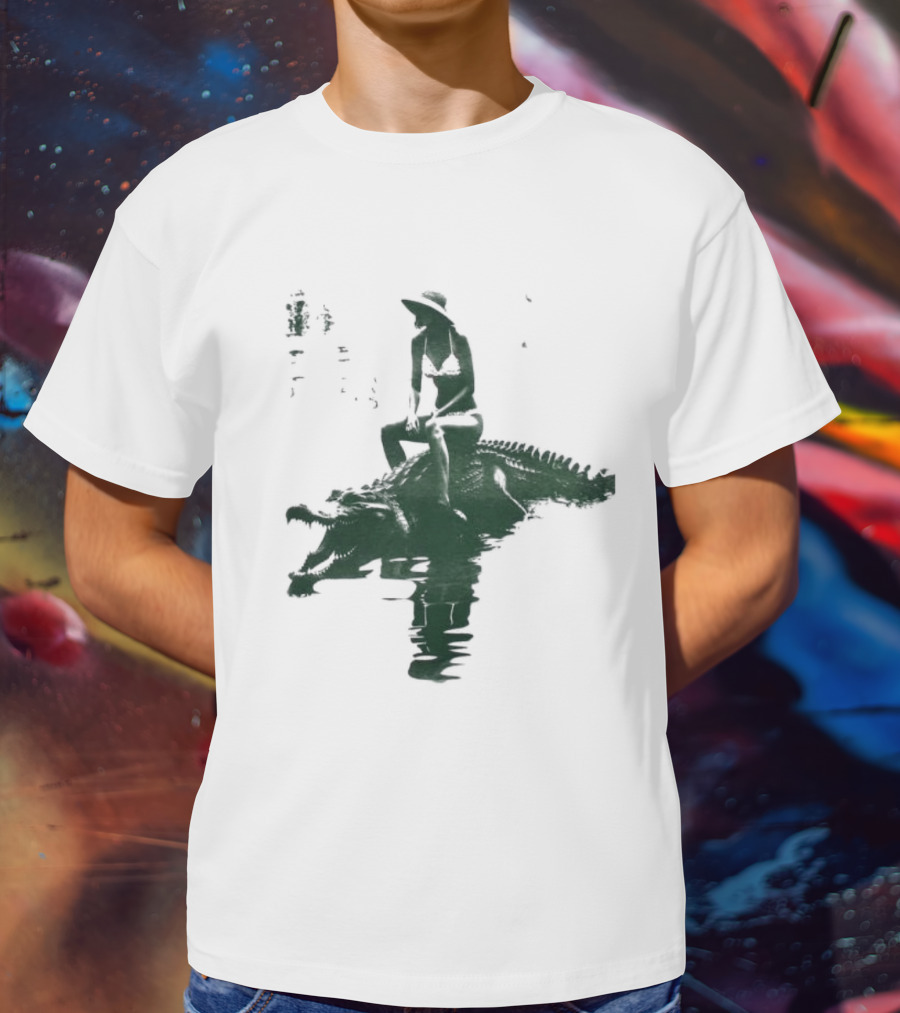 El Cocodrilo Girl In Swimwear Riding Crocodile Iconic Adventure T-Shirt