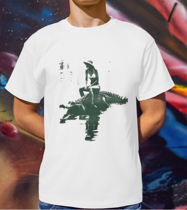 El Cocodrilo Girl In Swimwear Riding Crocodile Iconic Adventure T-Shirt