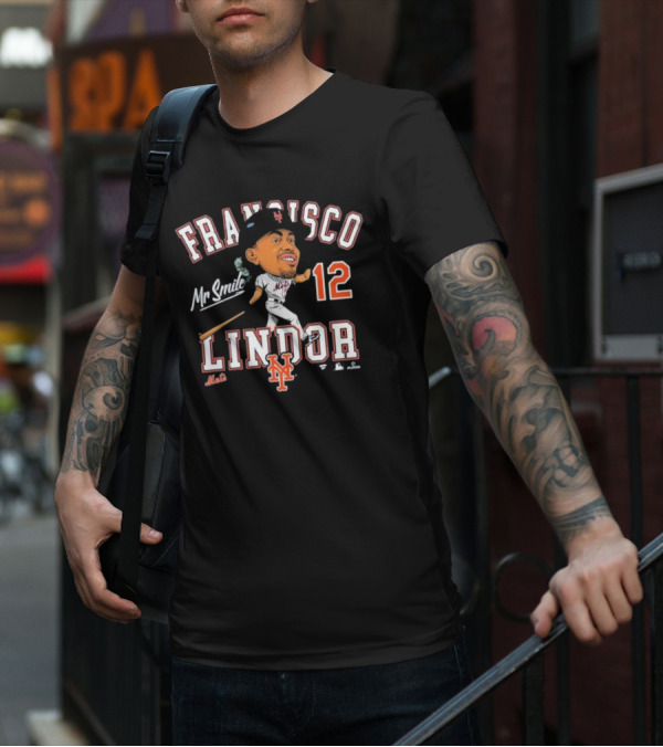 Francisco Lindor Mr Smile New York Mets 12 Caricature T-Shirt