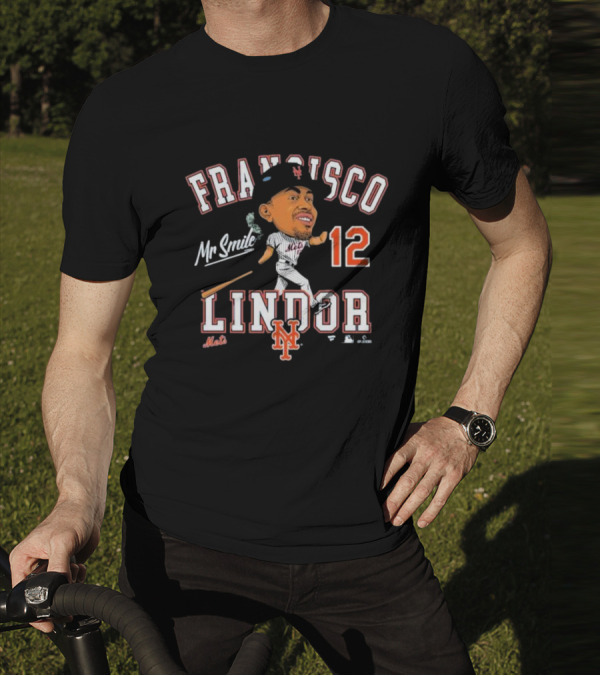 Francisco Lindor Mr Smile New York Mets 12 Caricature T-Shirt