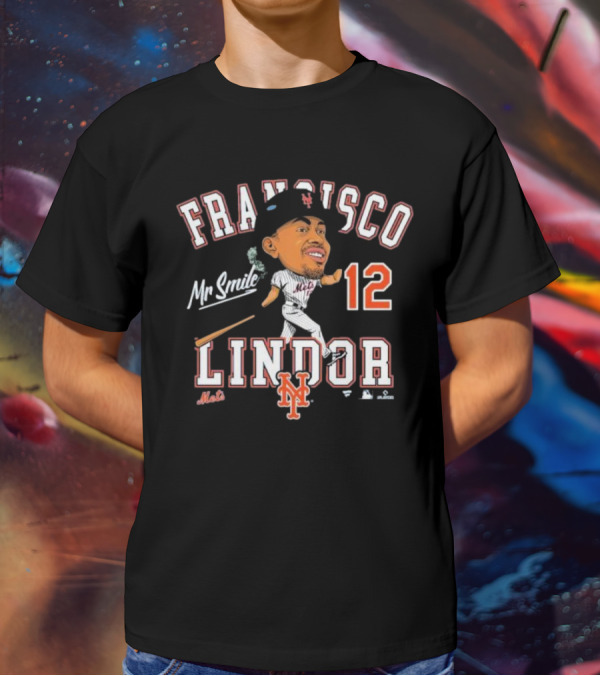 Francisco Lindor Mr Smile New York Mets 12 Caricature T-Shirt