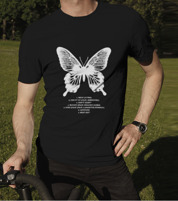 Gian Kash Faith Over Fear Butterfly With Tracklist Featuring Jordeniel Innanet James Lapayette Stokely T-Shirt