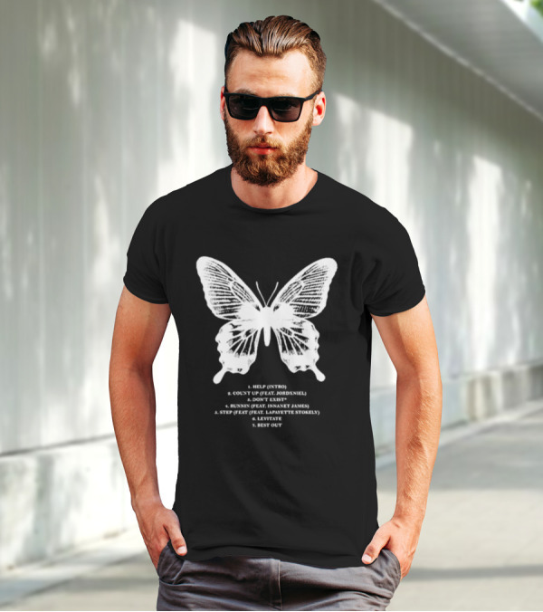 Gian Kash Faith Over Fear Butterfly With Tracklist Featuring Jordeniel Innanet James Lapayette Stokely T-Shirt