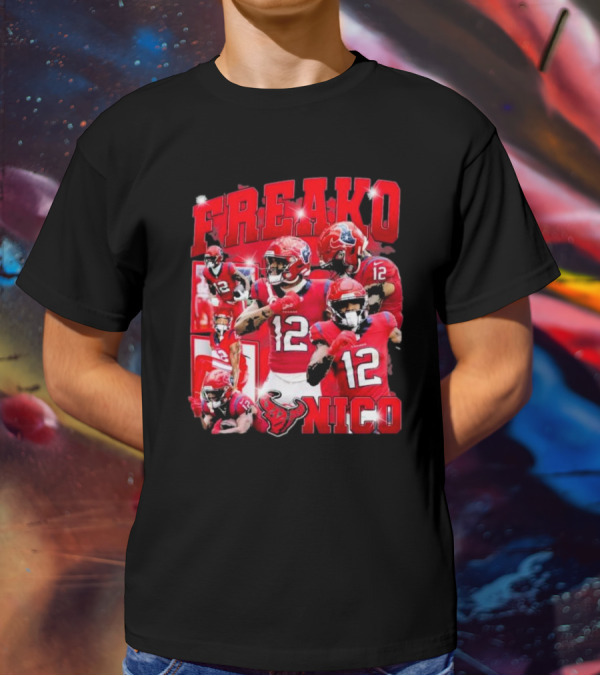 Houston Freako Nico 12 Football Player Collage T-Shirt