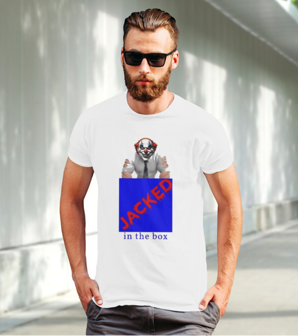 JACKED In The Box Clown Concept With Red-Blue Contrast T-Shirt