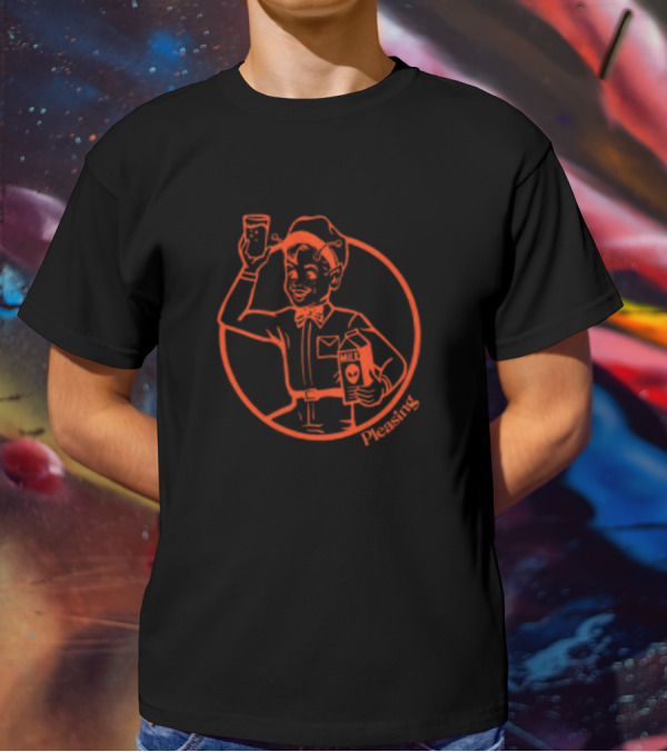 Astromilk Man Holding Alien Milk With Pleasing Smile T-Shirt