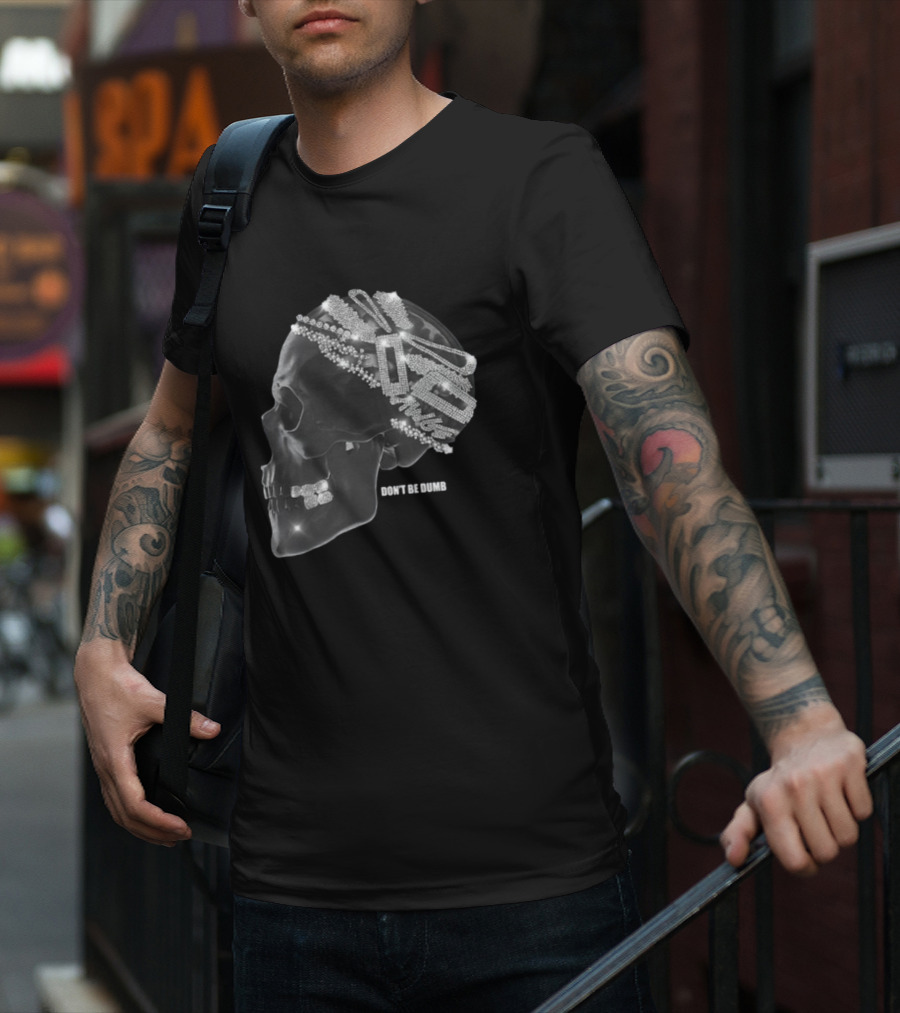 A$AP Rocky American Sabotage Don't Be Dumb Skull With Diamond Accents T-Shirt