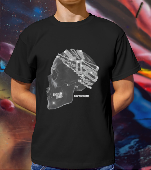 A$AP Rocky American Sabotage Don't Be Dumb Skull With Diamond Accents T-Shirt