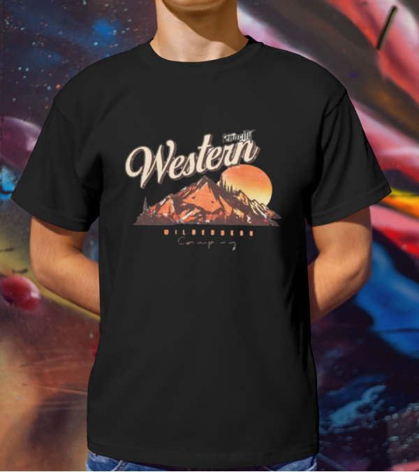 Western Wilderness Camping Sunset Mountain Scene T-Shirt