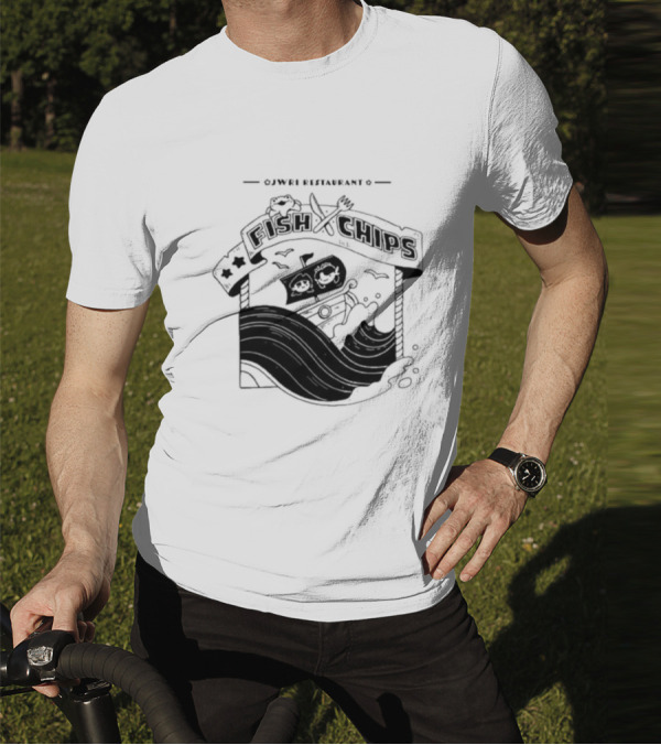 Jwri Restaurant Fish Chips Boat Adventure Waves T-Shirt