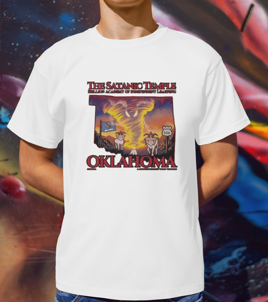 The Satanic Temple Campaign Oklahoma Route 666 Tornado Goats T-Shirt