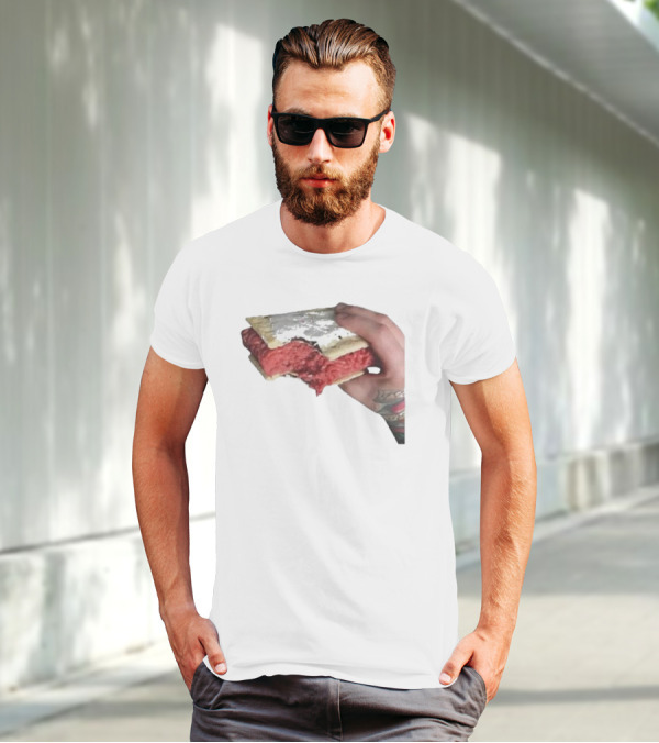 Man Holding Uncooked Meat Sandwich With Tattoos T-Shirt