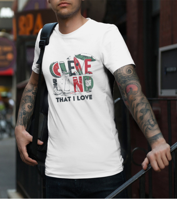 Cleveland That I Love Summer Beach Land Watermelon Sailboat Umbrella Lighthouse T-Shirt