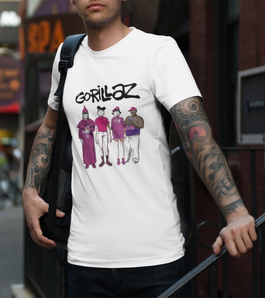 Gorillaz Cracker Island Group Art Standing Characters T-Shirt