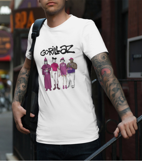 Gorillaz Cracker Island Group Art Standing Characters T-Shirt