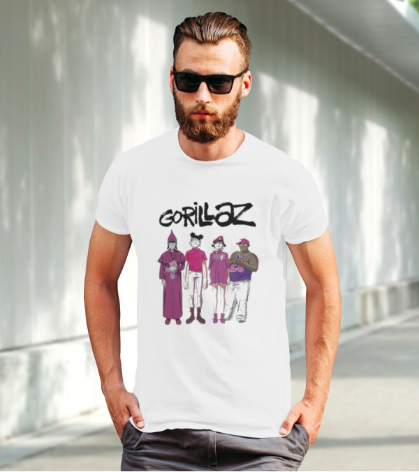 Gorillaz Cracker Island Group Art Standing Characters T-Shirt