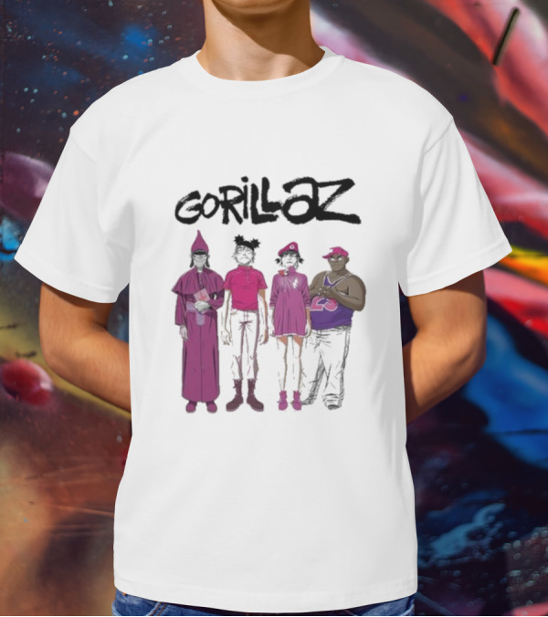 Gorillaz Cracker Island Group Art Standing Characters T-Shirt