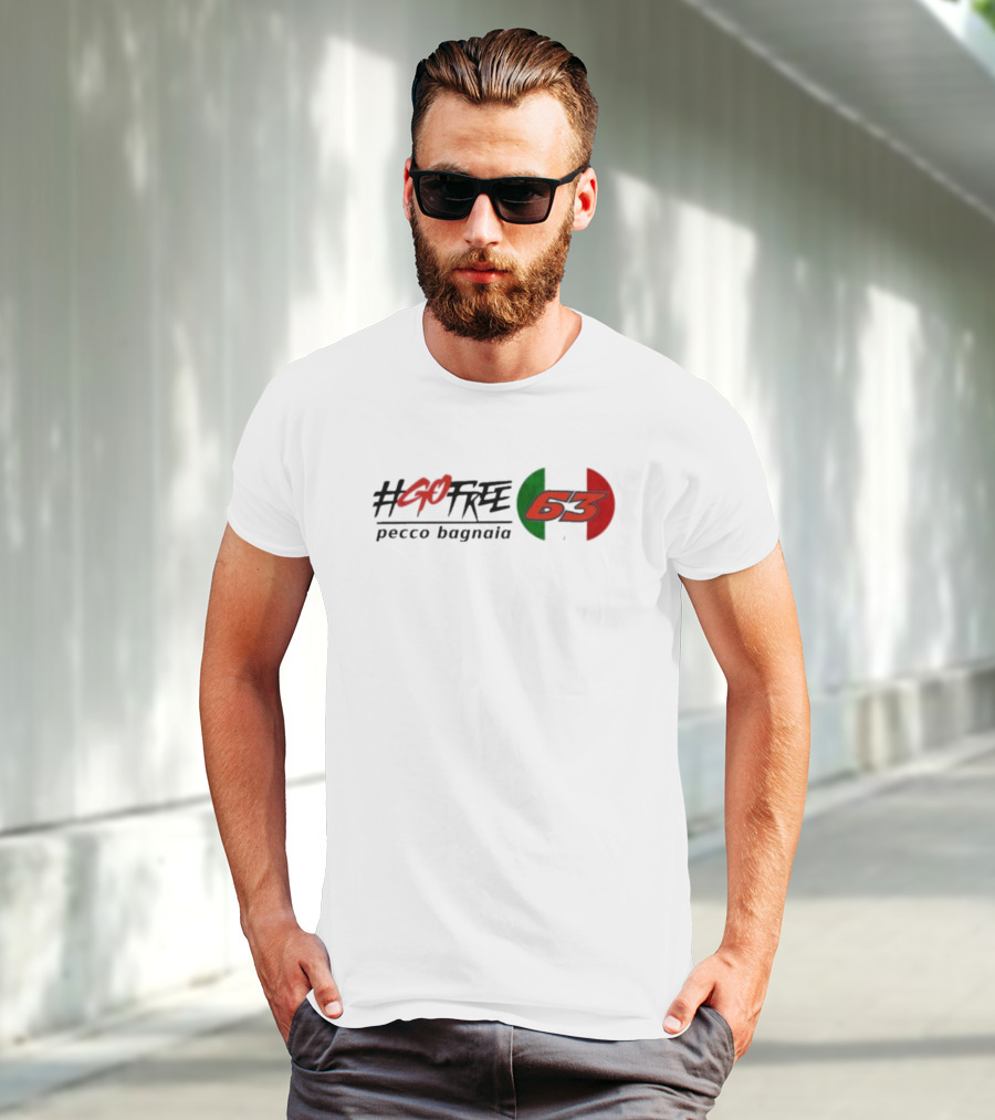 GoFree 63 Pecco Bagnaia Italian Flag Motif T-Shirt
